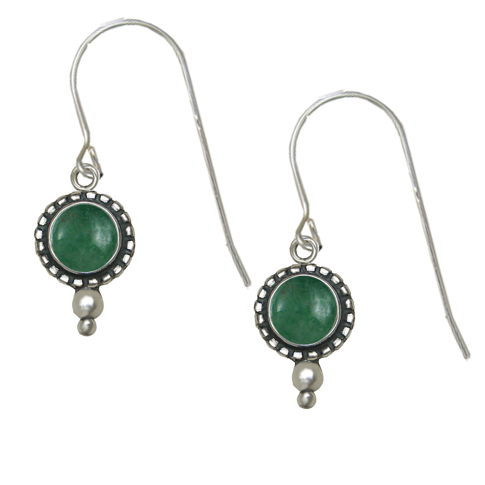 Sterling Silver Little Jade Gemstone Drop Dangle Earrings